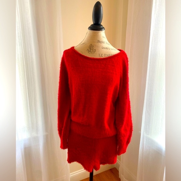 Victoria's Secret Other - Victoria’s Secret red soft plush set with shorts and sweater